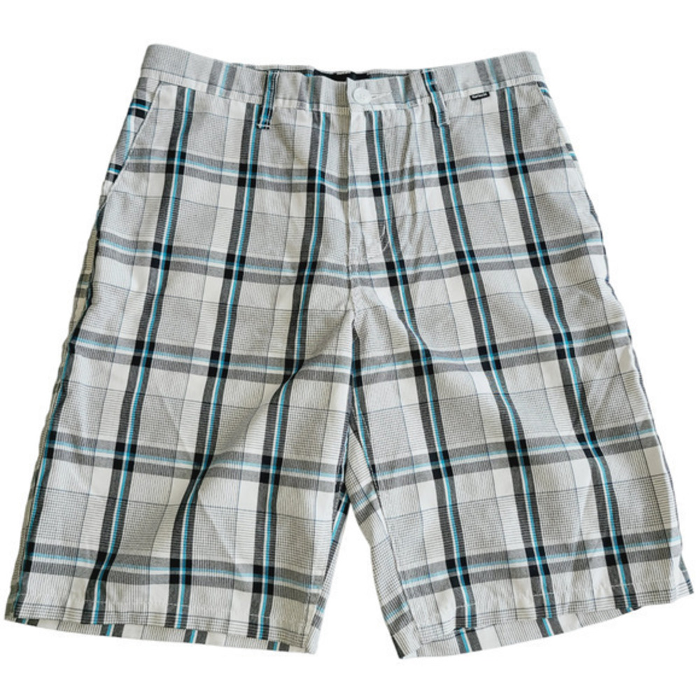 Hurley Mens Plaid Hybrid Walk Shorts White Blue Black Size 30